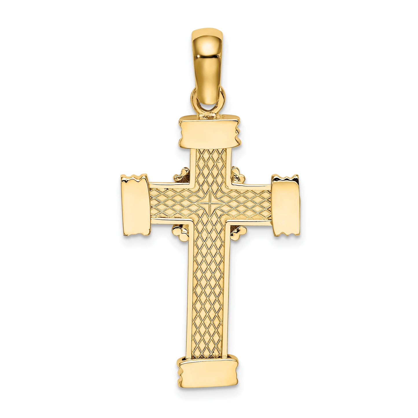 14K Polished -X- Center Cross Charm