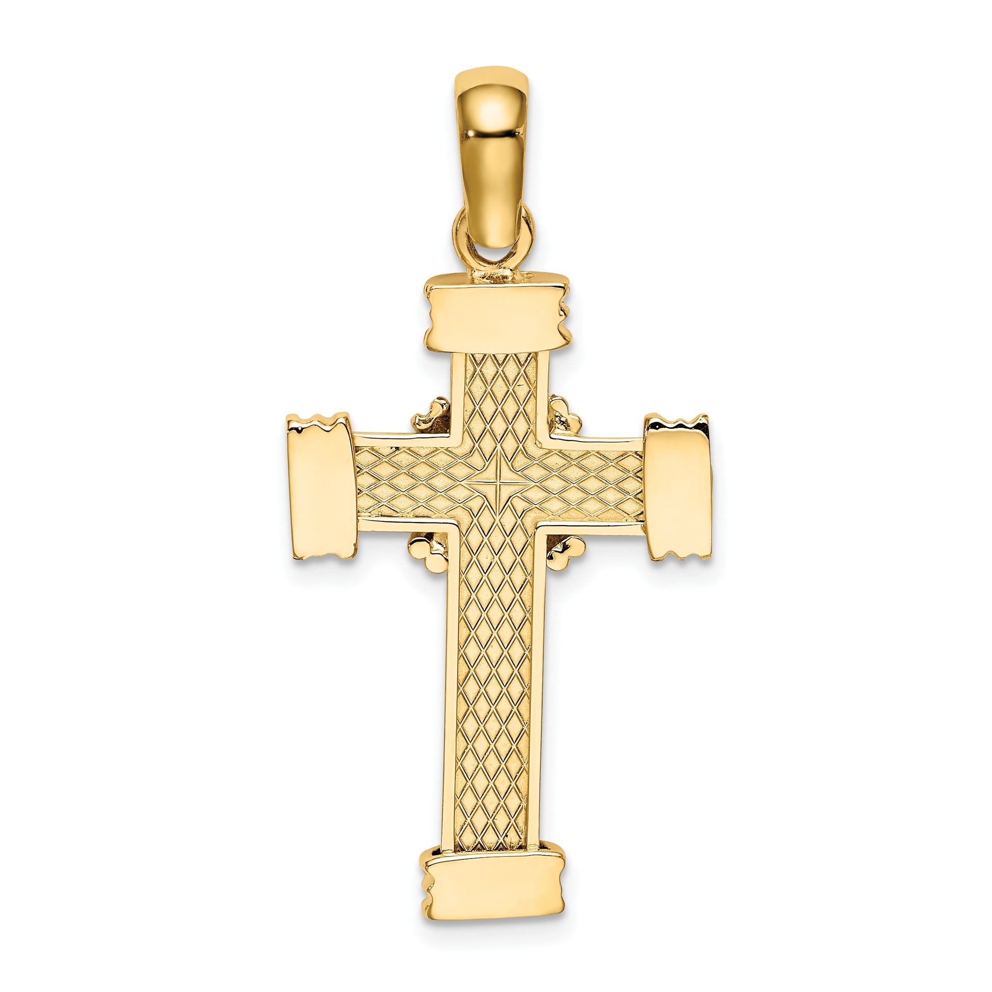 14K Polished -X- Center Cross Charm