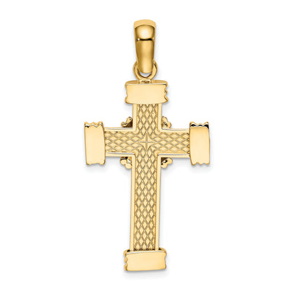 14K Polished -X- Center Cross Charm