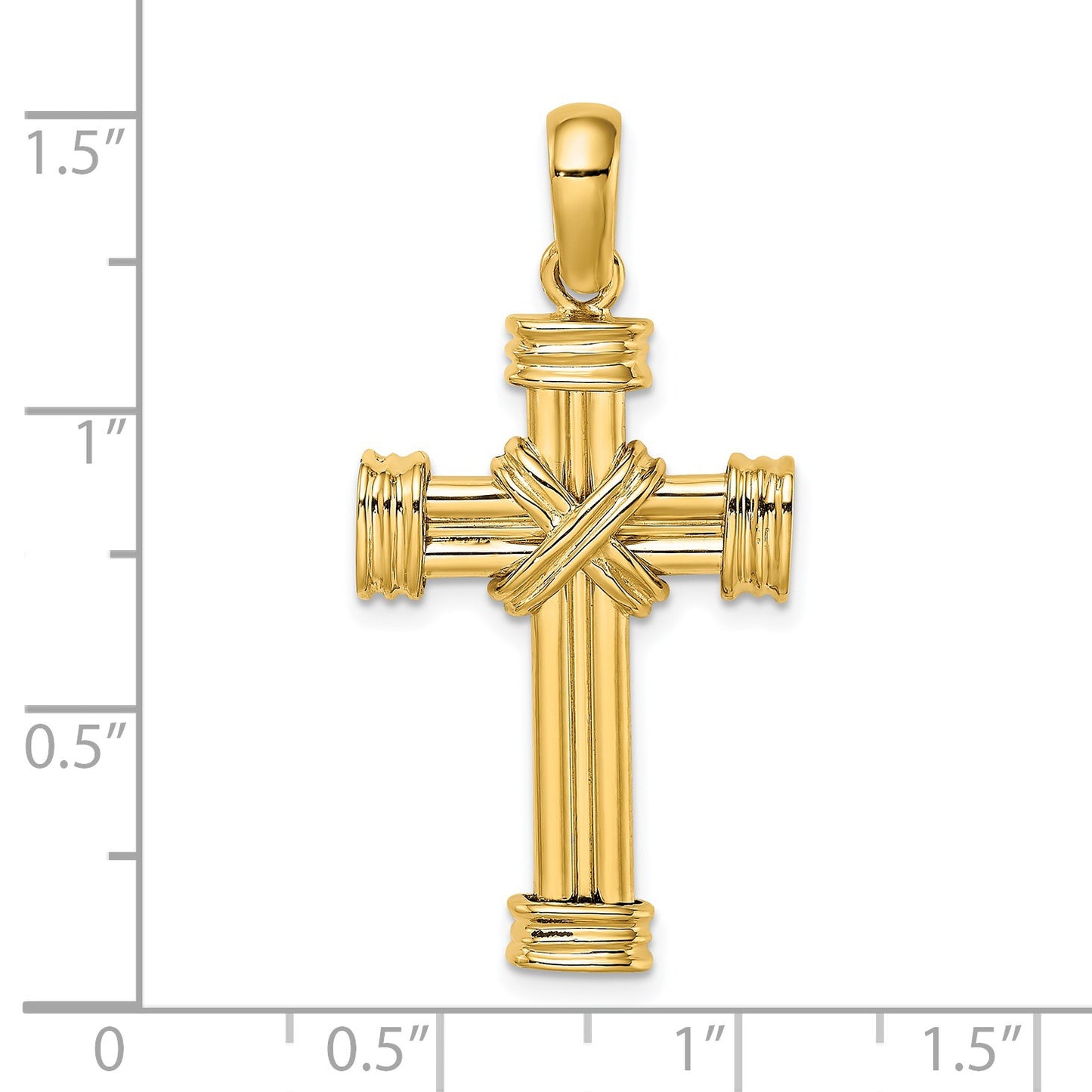 14K Polished -X- Center Cross Charm