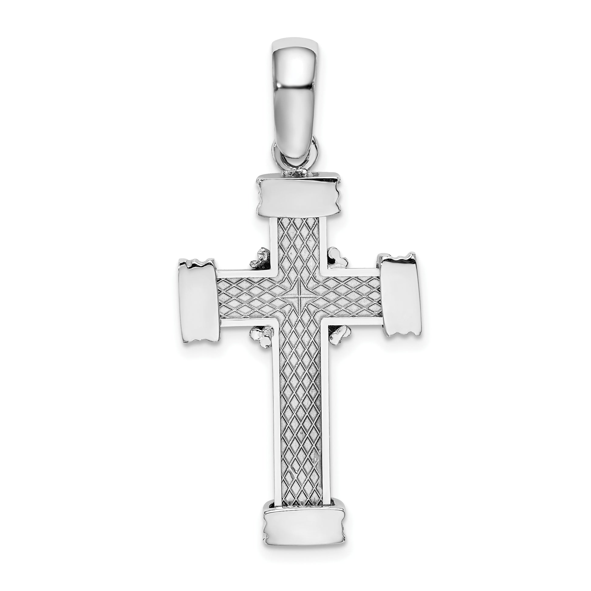 14k White Gold Polished -X- Center Cross Charm