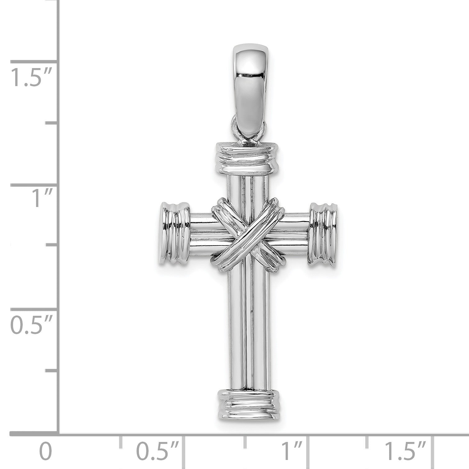 14k White Gold Polished -X- Center Cross Charm