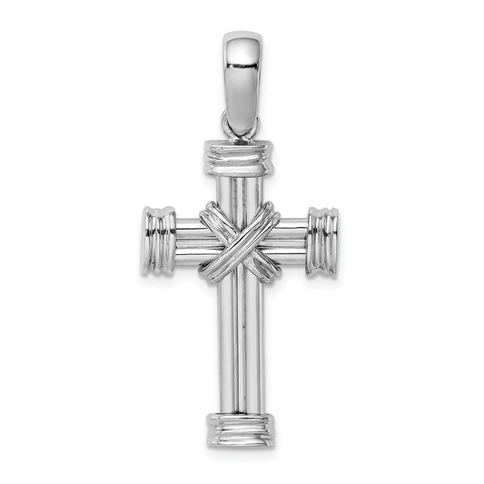 14k White Gold Polished -X- Center Cross Charm