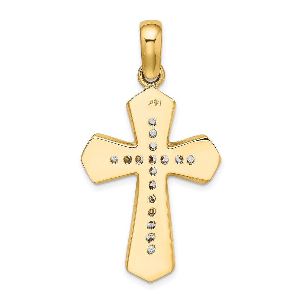 14K Two-tone Polished Cross Charm