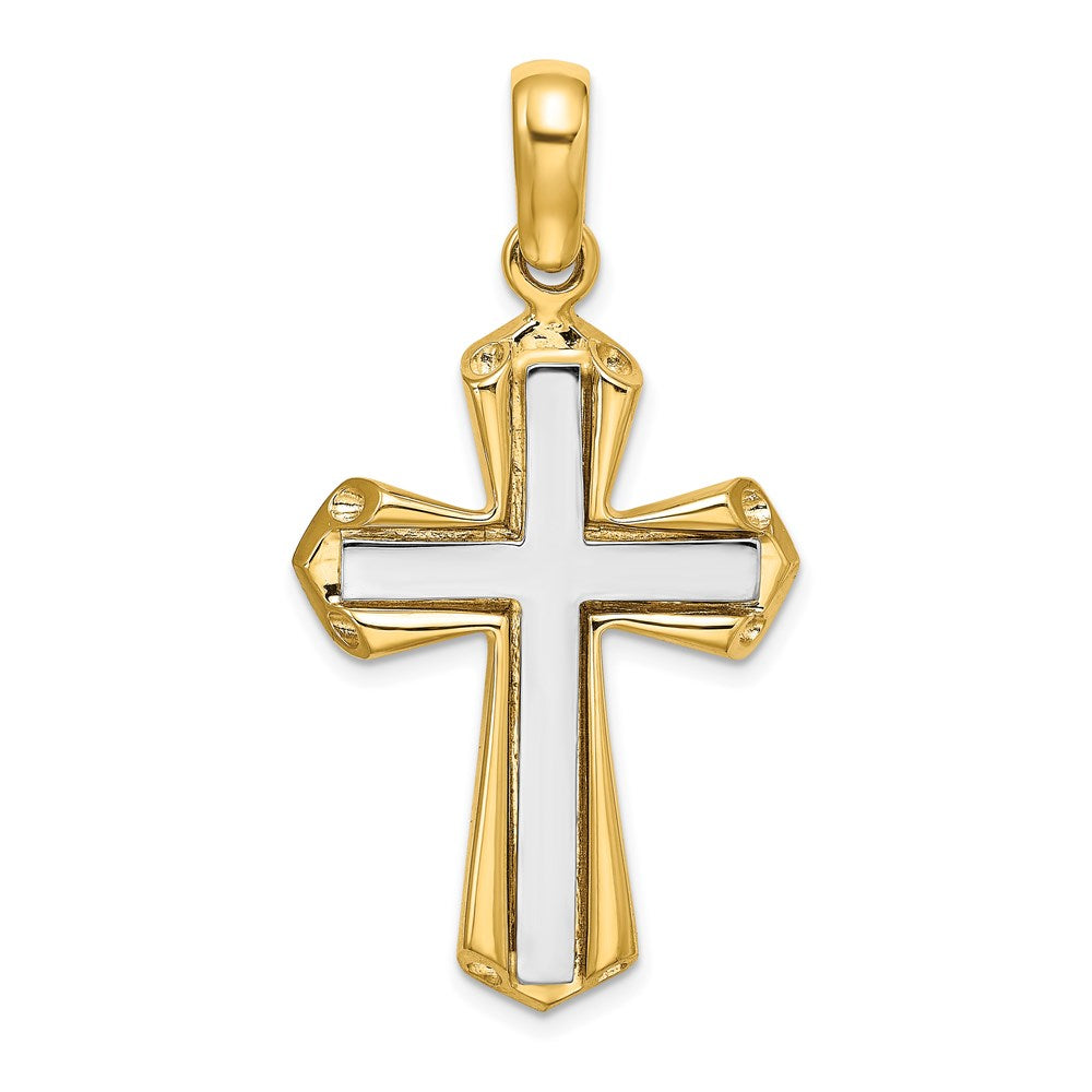 14K Two-tone Polished Cross Charm