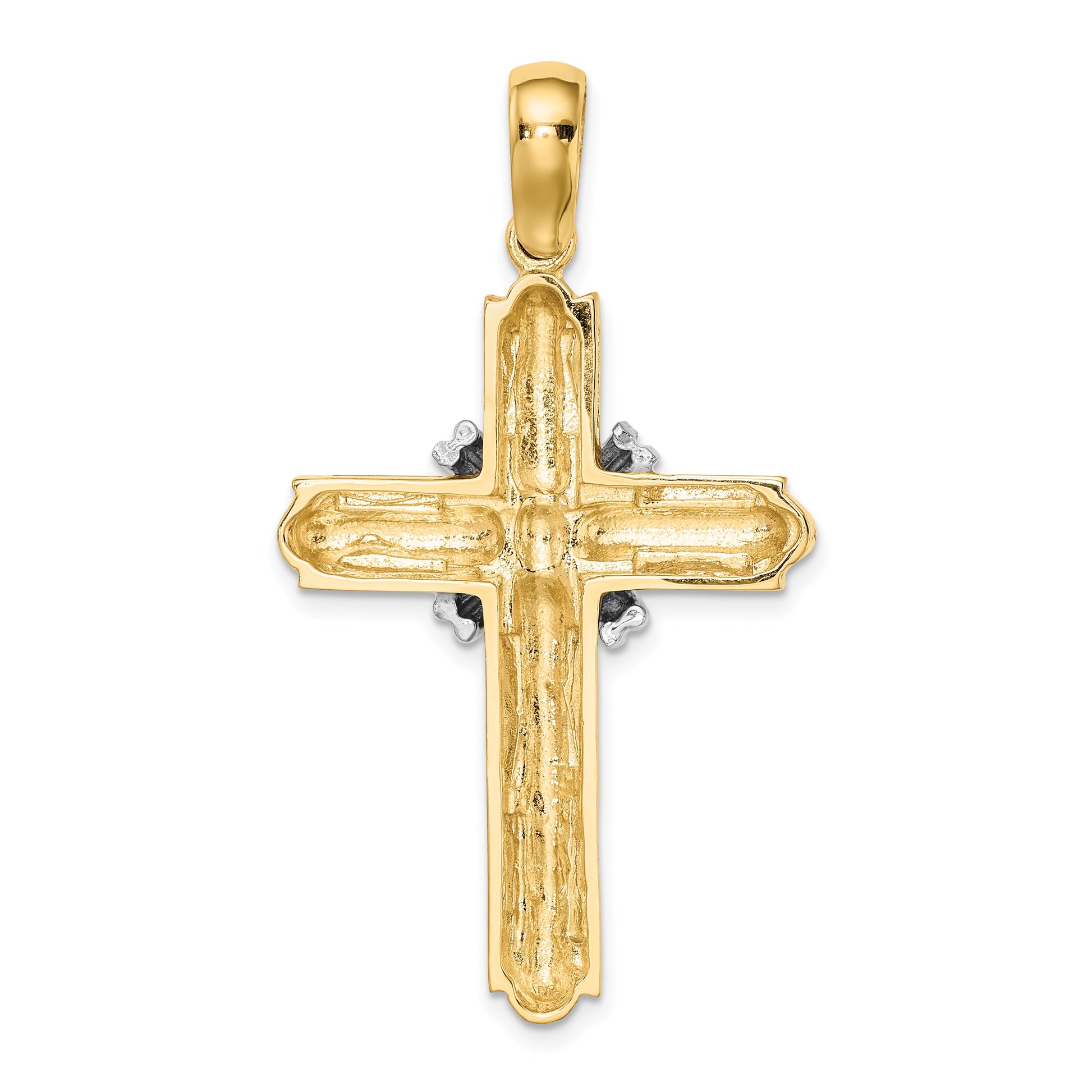 14K Two-tone -X- Center Polished Cross Pendant