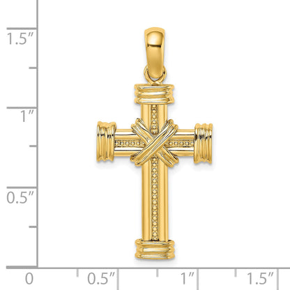 14k Polished -X- Center Cross Charm