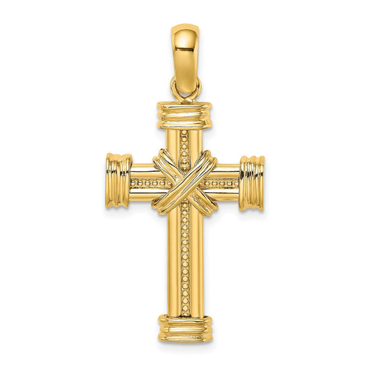 14k Polished w/ X In Center of Cross Charm