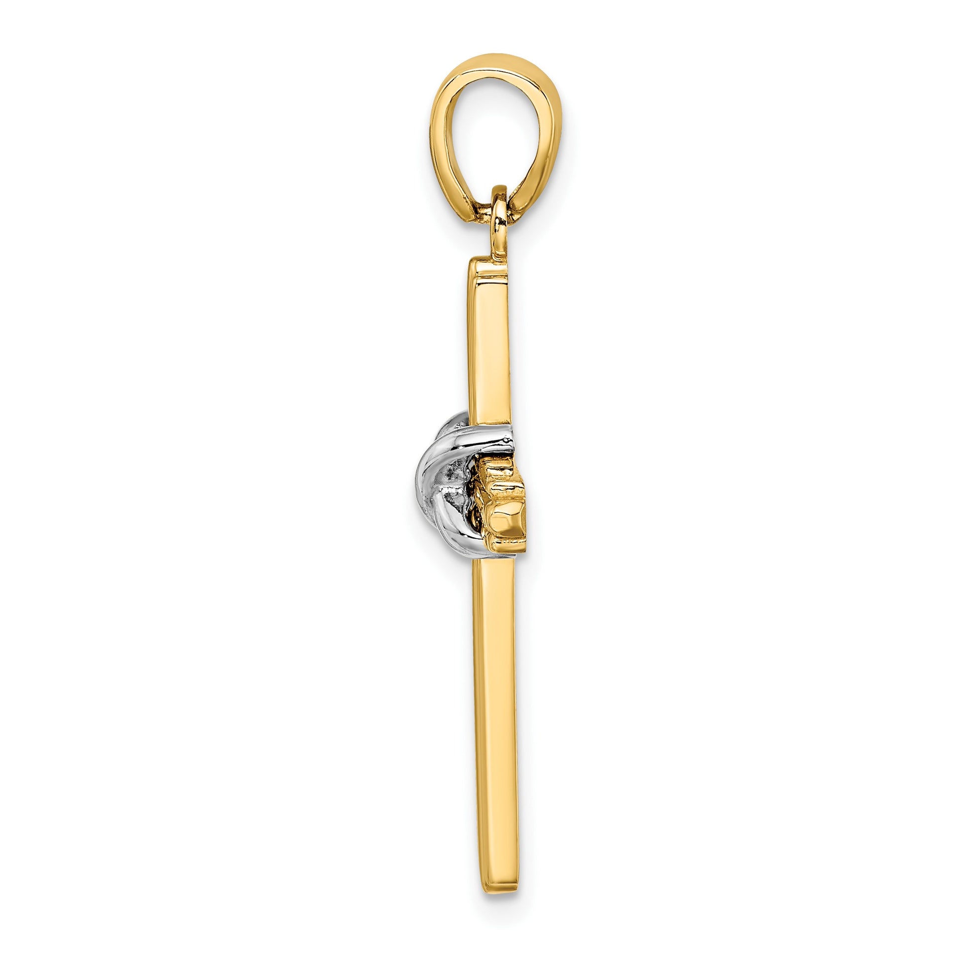 14K Two-tone -X- Center Cross Charm