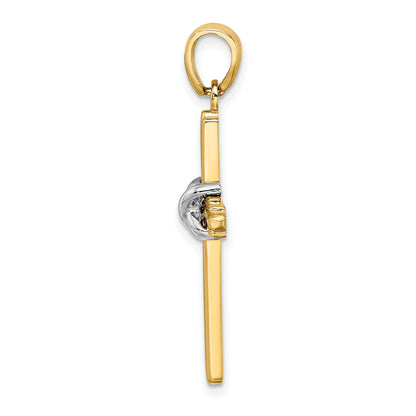 14K Two-tone -X- Center Cross Charm