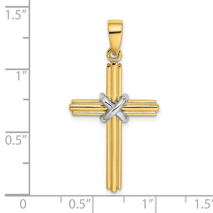 14K Two-tone -X- Center Cross Charm