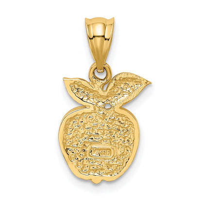 14k Polished Red Enameled Apple Pendant