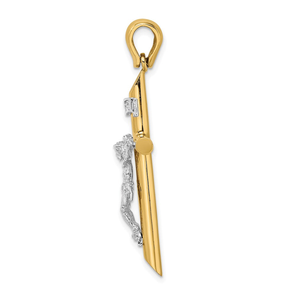 14K Two-tone Polished Crucifix Charm