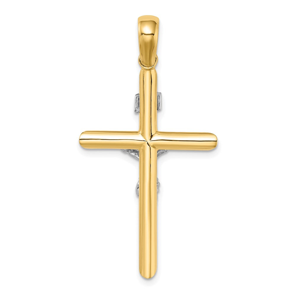 14K Two-tone Polished Crucifix Charm