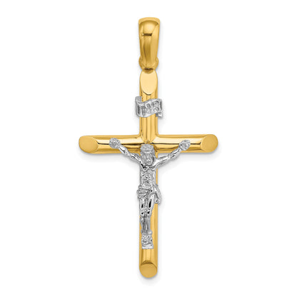 14K Two-tone Polished Crucifix Charm