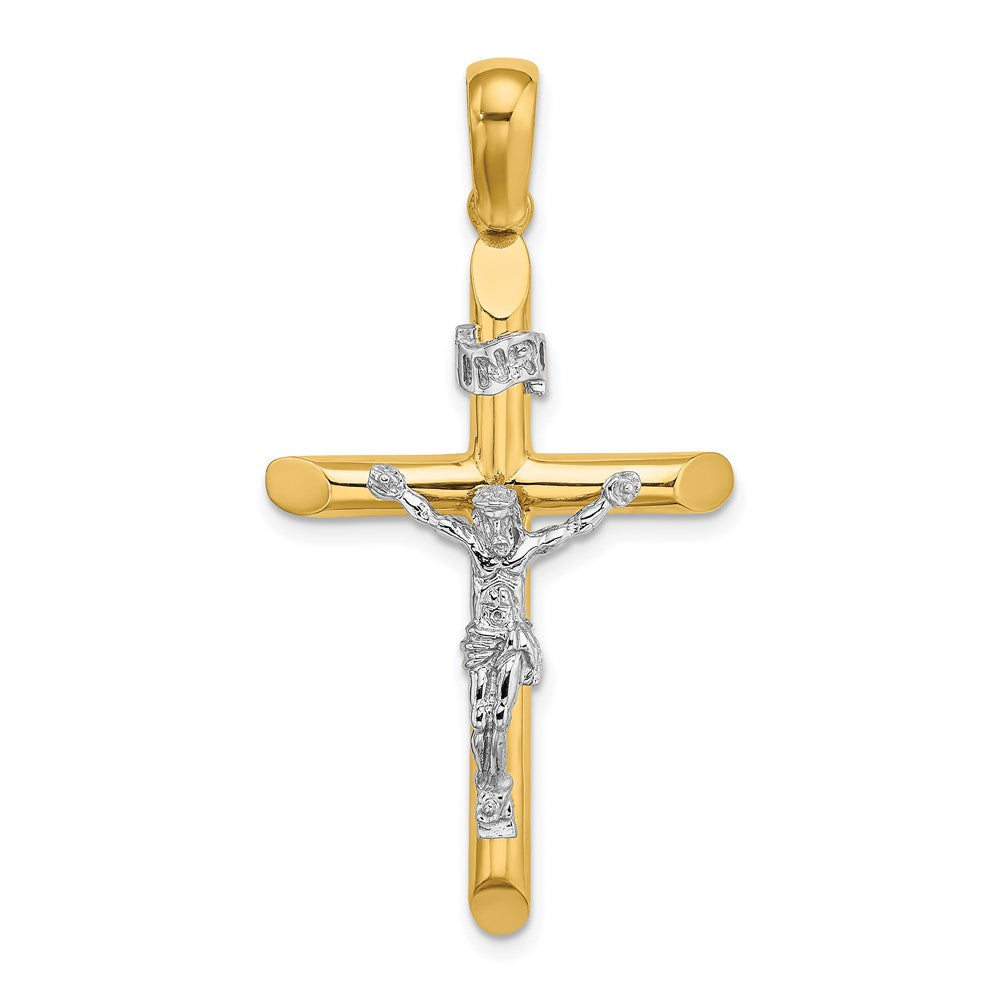 14K Two-tone Polished Crucifix Charm