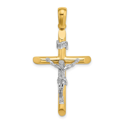 14K Two-tone Polished Crucifix Charm