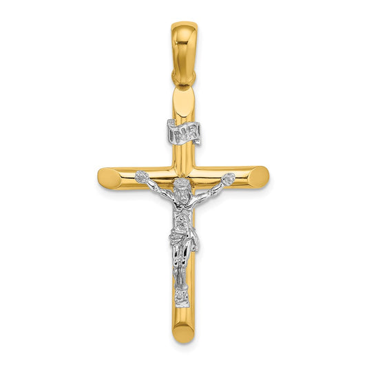 14K Two-tone Polished Crucifix Charm