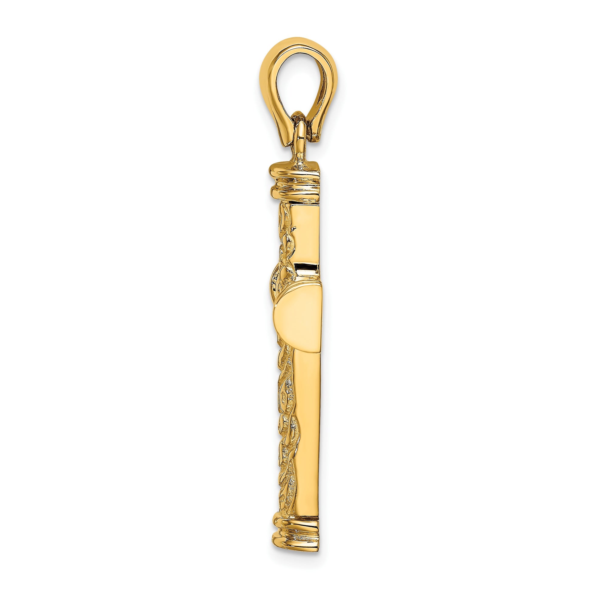 14K Scroll with Double Endcaps Cross Charm