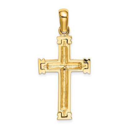 14K Scroll w/Double Endcaps Cross Charm