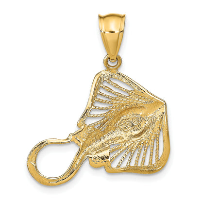 14K Polished and Textured Accent Stingray Charm