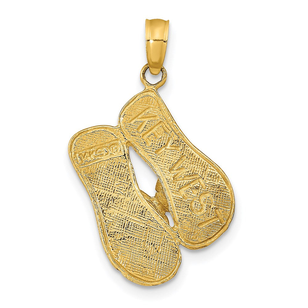 14K  3D KEY WEST Reversible Flip Flops Pendant