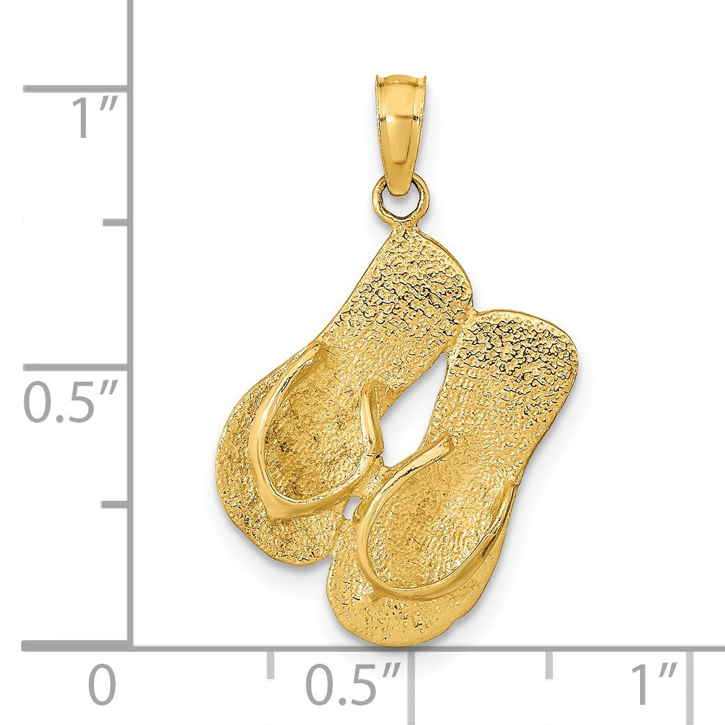 14K 3-D KEY WEST Reversible Flip Flops Pendant