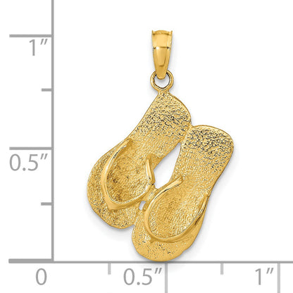 14K 3-D KEY WEST Reversible Flip Flops Pendant