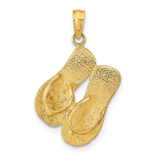 14K  3D KEY WEST Reversible Flip Flops Pendant