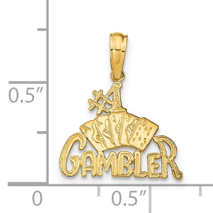14K #1 GAMBLER with Cards Pendant