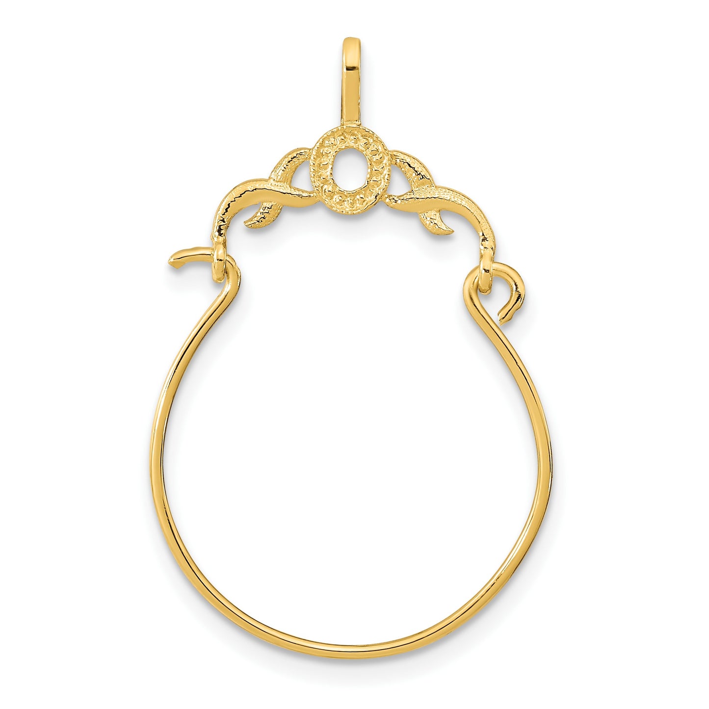 14K Textured Charm Holder Pendant
