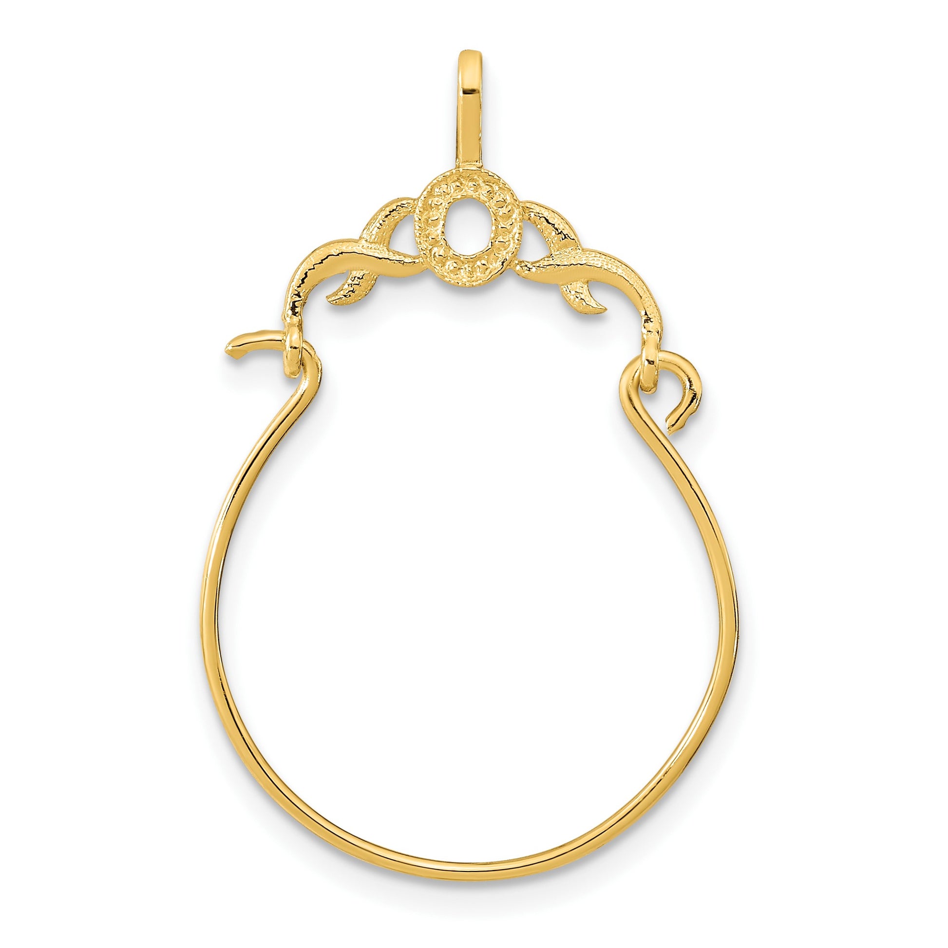 14K Textured Charm Holder Pendant
