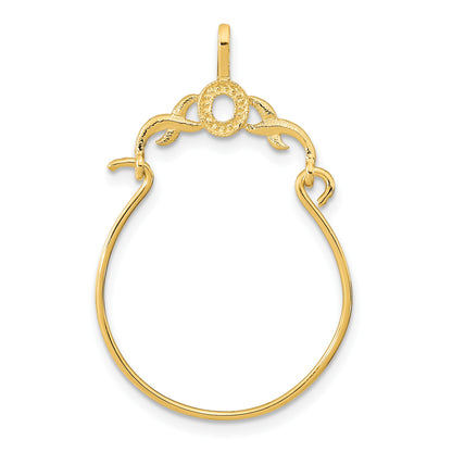 14K Textured Charm Holder Pendant