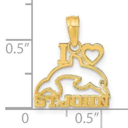 14K I HEART ST. JOHN with Dolphin Pendant