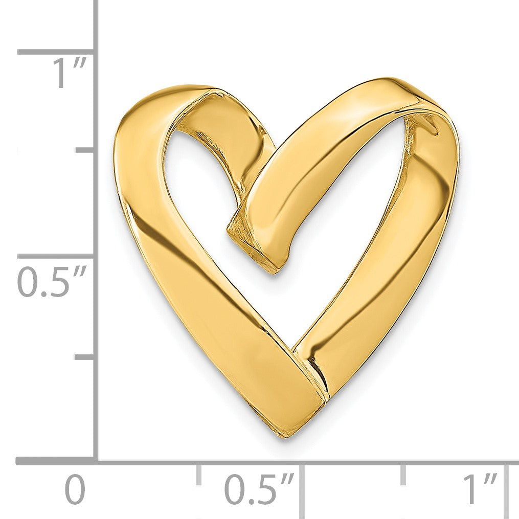 14K Polished Spiral Heart Slide Fits up to 3mm Regular/5mm Fancy or Reversible Omega