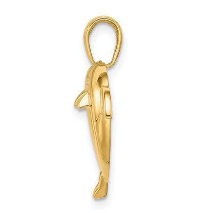 14k and White Rhodium Double Dolphin Heart Pendant