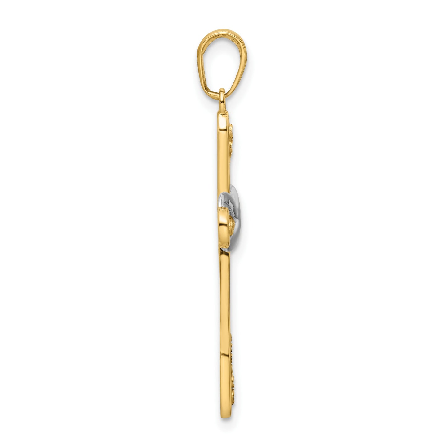 14K with White Rhodium Diamond-cut Cross and Infinity Pendant