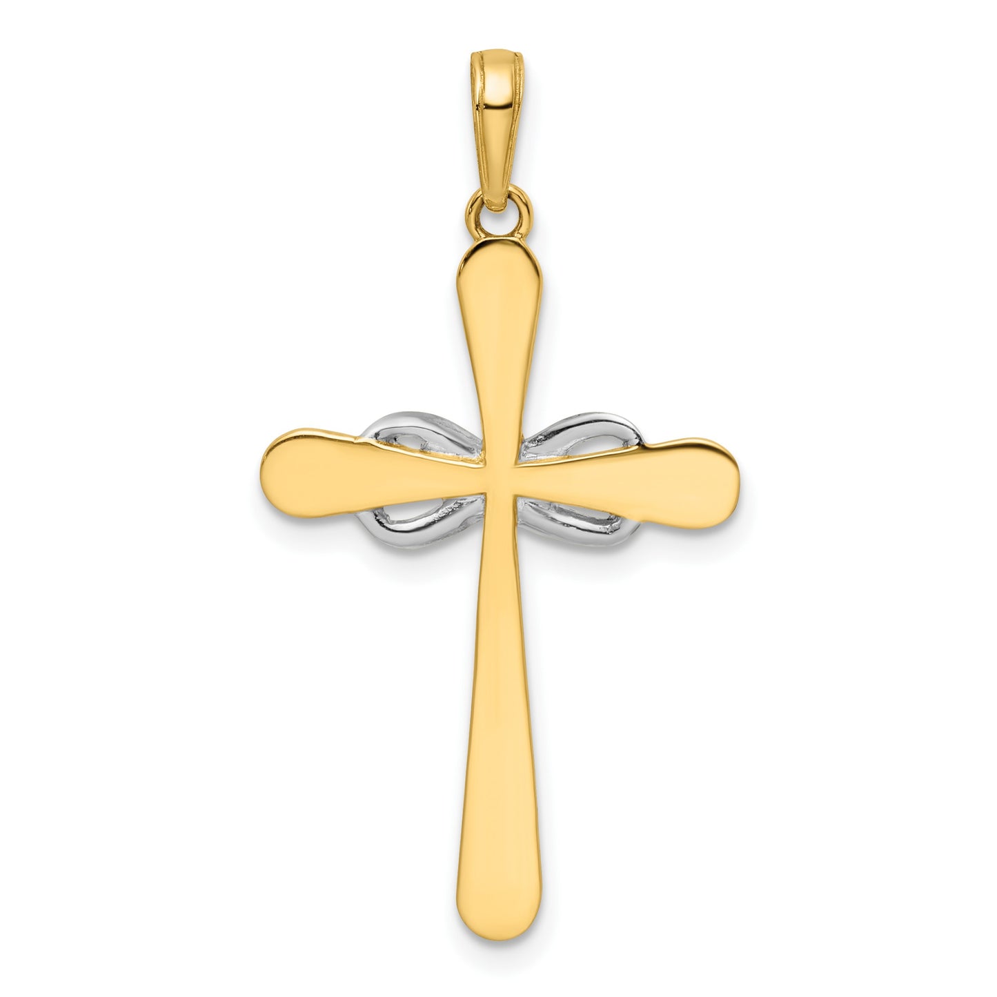14K with White Rhodium Diamond-cut Cross and Infinity Pendant