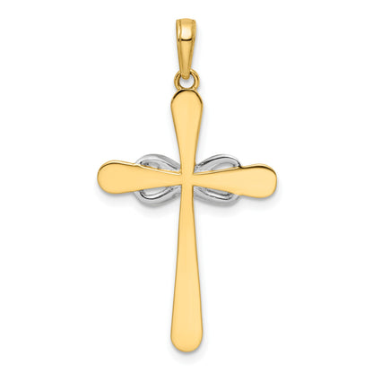 14K with White Rhodium Diamond-cut Cross and Infinity Pendant