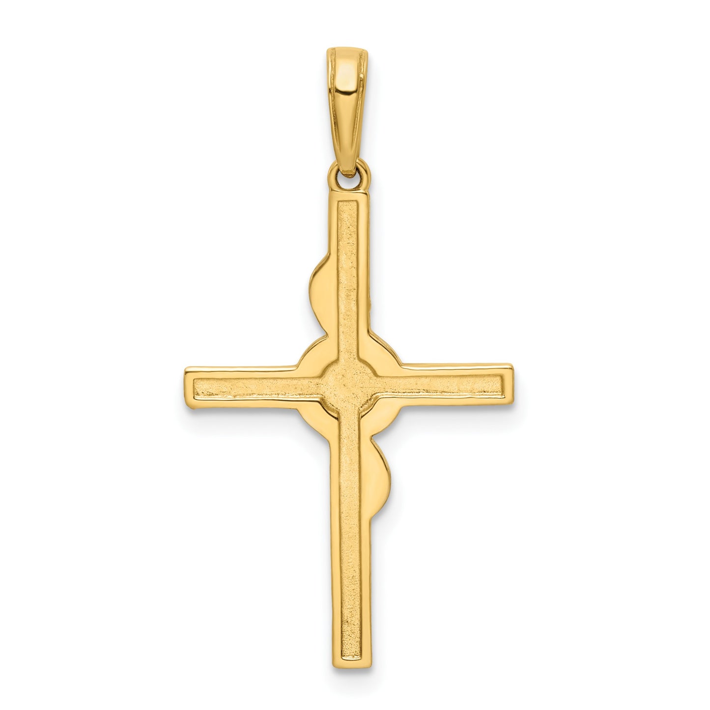 14K and White Rhodium Twist Diamond-cut Cross Pendant