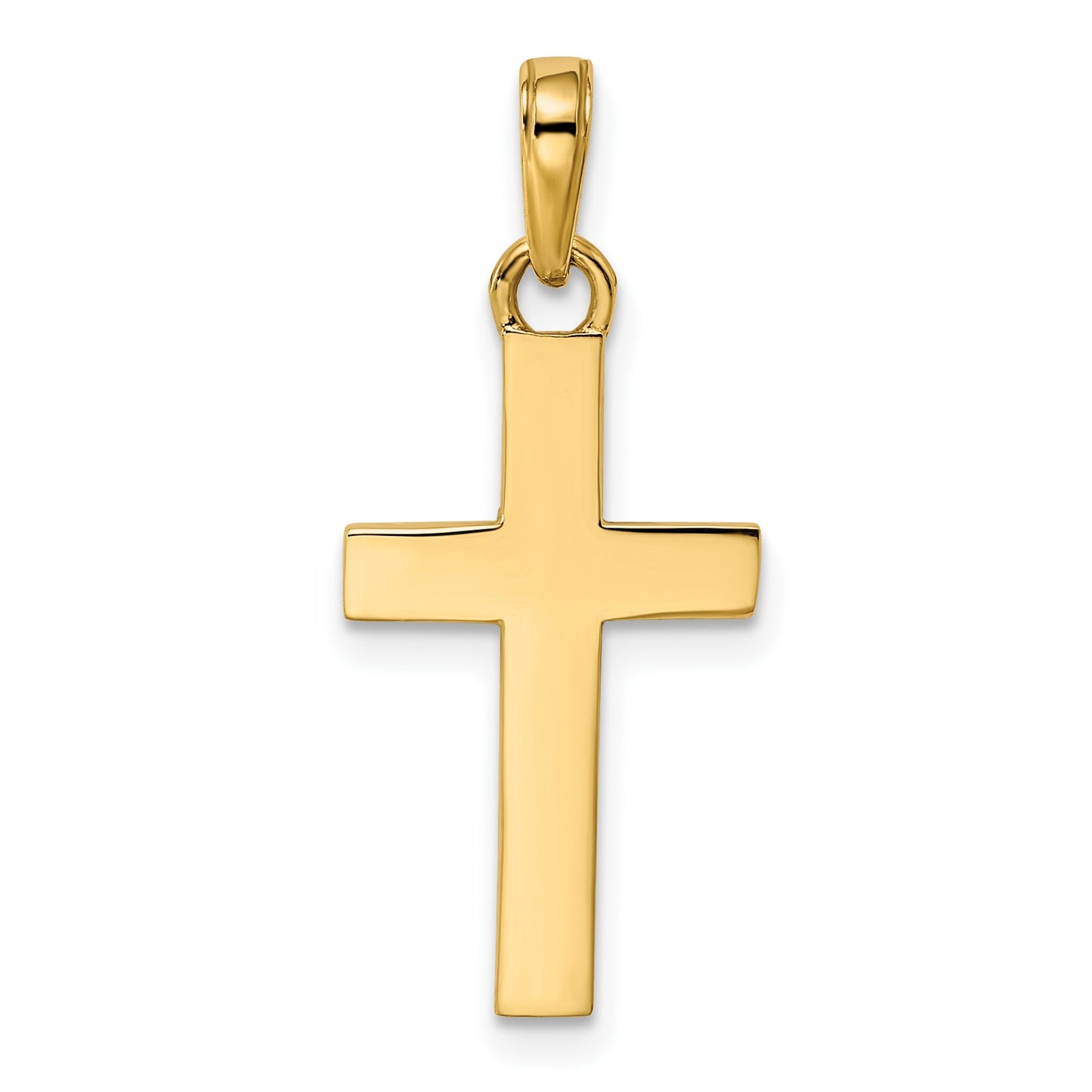 14K and White Rhodium Diamond-cut Cross Pendant