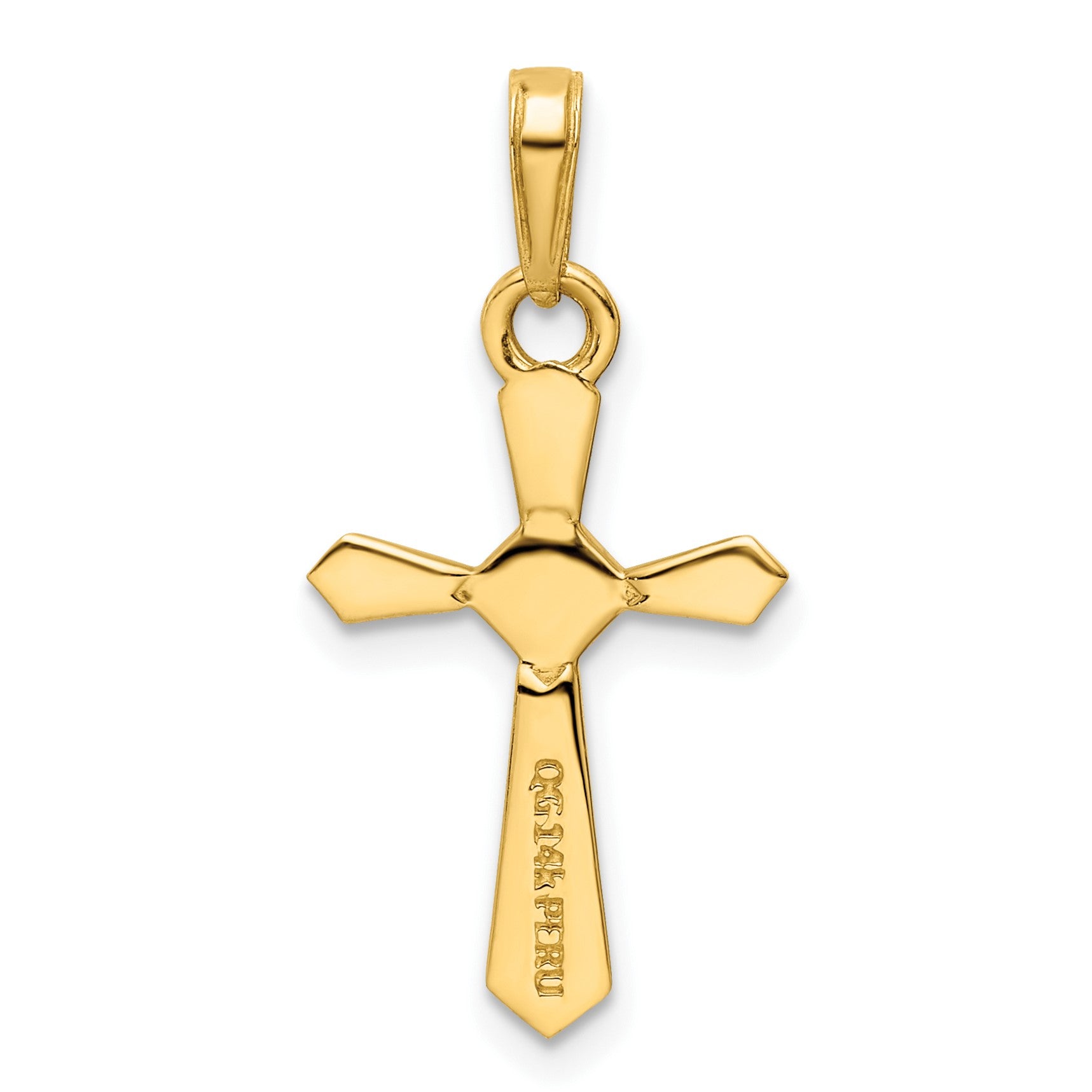 14K and White Rhodium Diamond-cut Cross Pendant