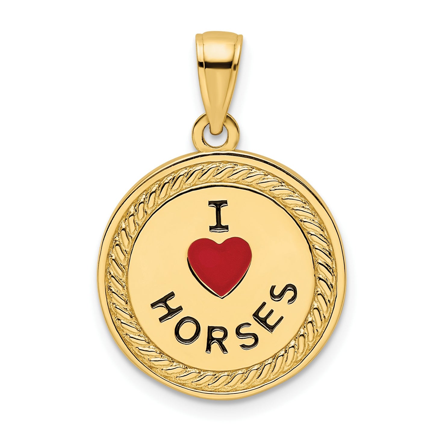 14K I HEART HORSES / I HEART RIDING Red Enameled Reversible Pendant