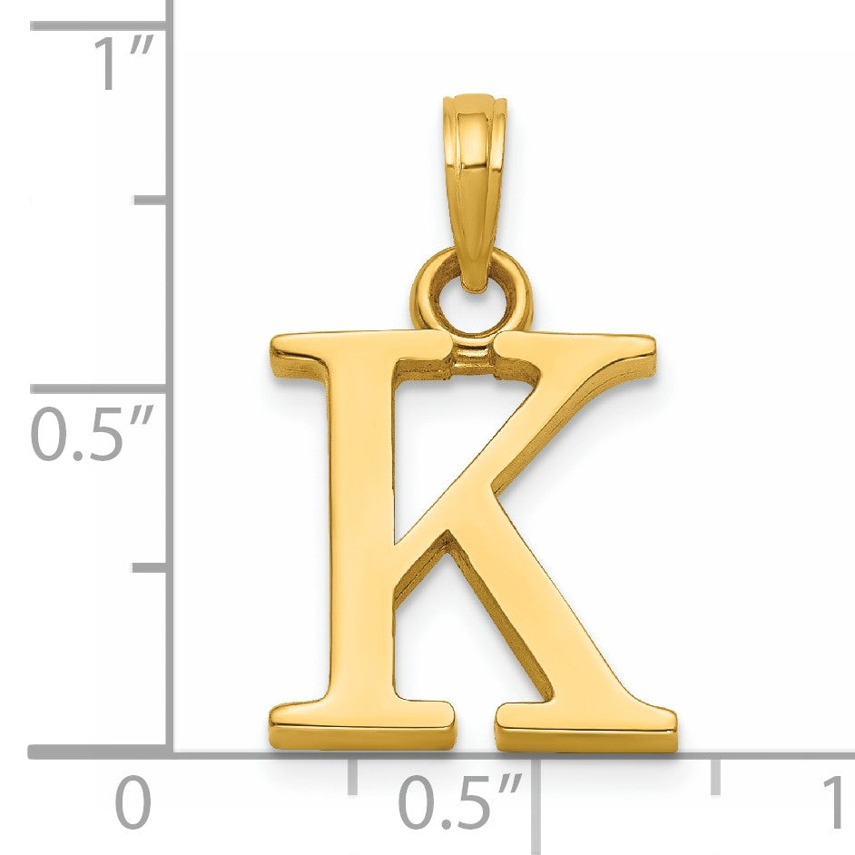 14K Polished Letter K Pendant