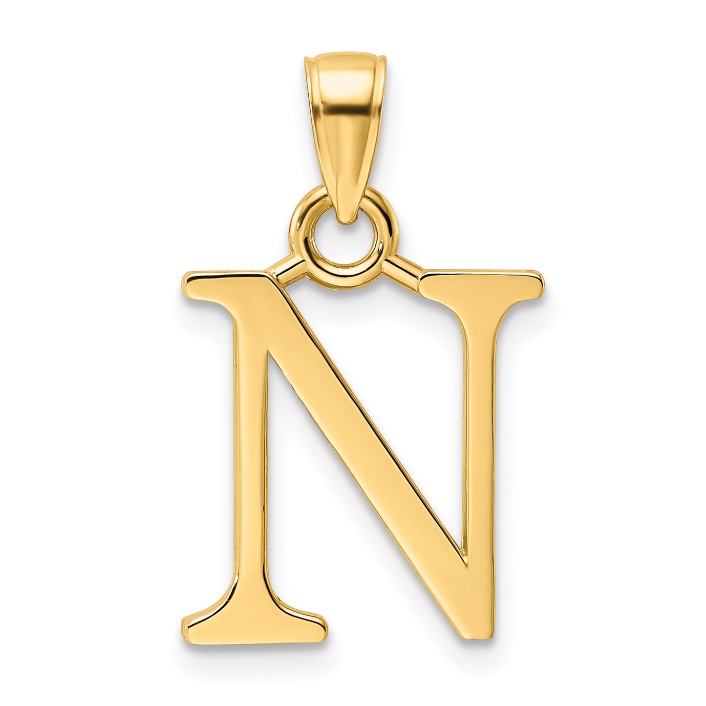 14K Polished Letter N Pendant