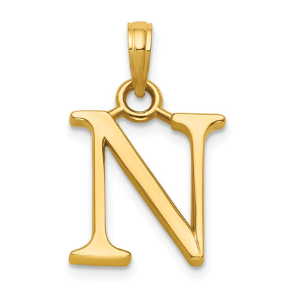 14K Polished Letter N Pendant