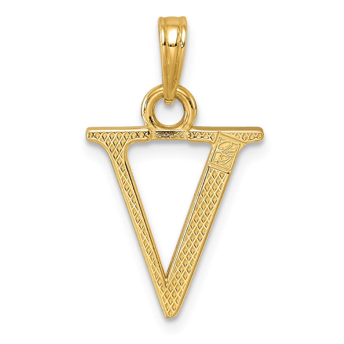 14K Polished Letter V Pendant