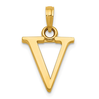 14K Polished Letter V Pendant