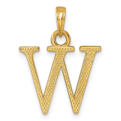 14K Polished Letter W Pendant