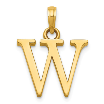 14K Polished Letter W Pendant